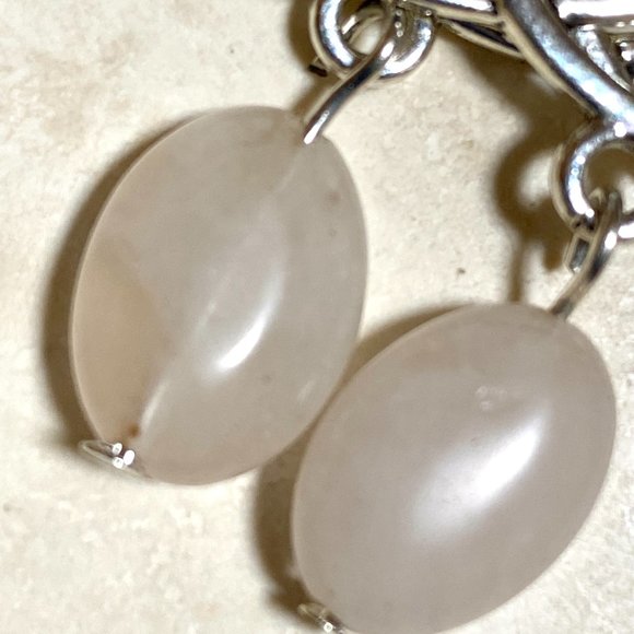 2/$20, Genuine Pink Rose Quartz Celtic Trinity Sterling Silver Earrings - Picture 3 of 9